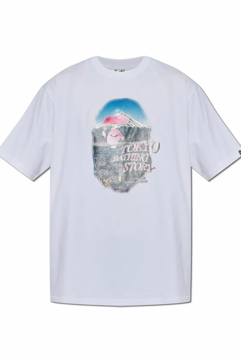 A BATHING APE® BIAŁY T-shirt z kolorowym nadrukiem
