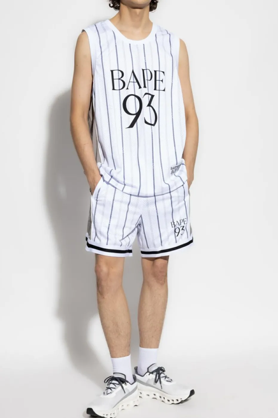 A BATHING APE® BIAŁY T-shirt bez rękawów