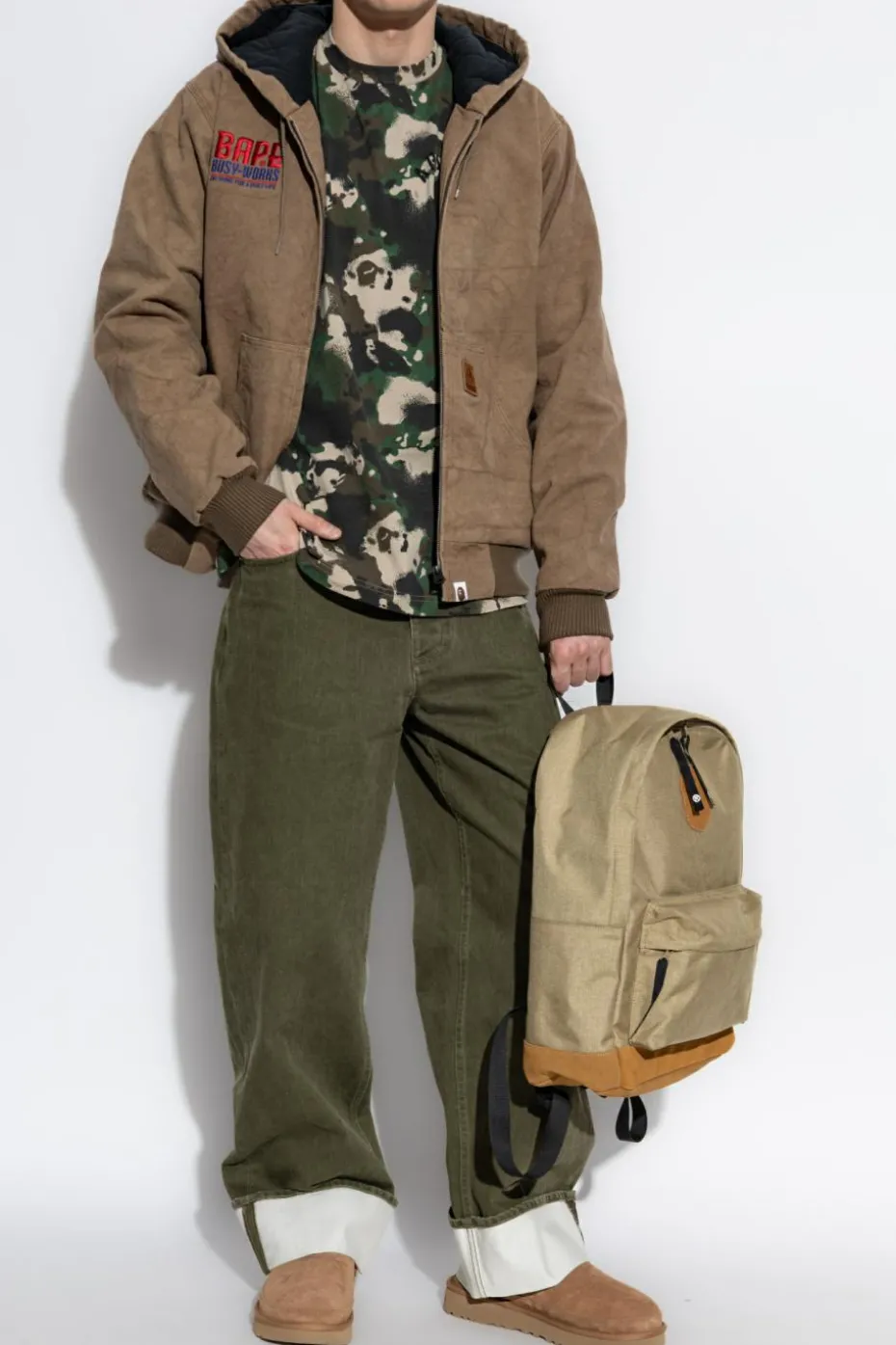 A BATHING APE® BRĄZOWY Kurtka z kapturem