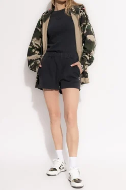 A BATHING APE® CZARNY T-shirt z logo