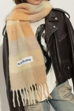 Acne Studios beżowy Szal z logo