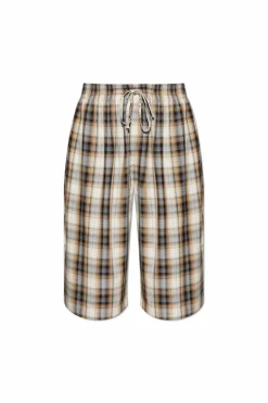 Acne Studios beżowy Szorty ze wzorem w kratę