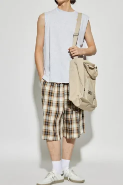 Acne Studios beżowy Szorty ze wzorem w kratę