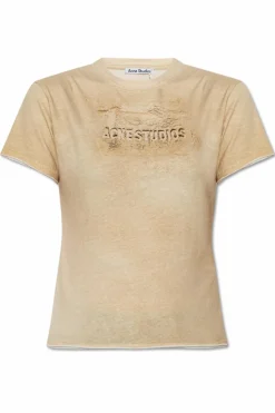 Acne Studios beżowy T-shirt z logo