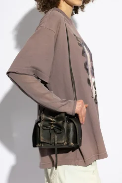 Acne Studios BRĄZOWY Skórzana torba na ramię