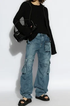 Acne Studios CZARNY Prążkowany sweter