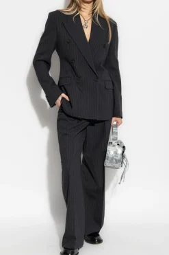 Acne Studios CZARNY Spodnie w kant w prążek