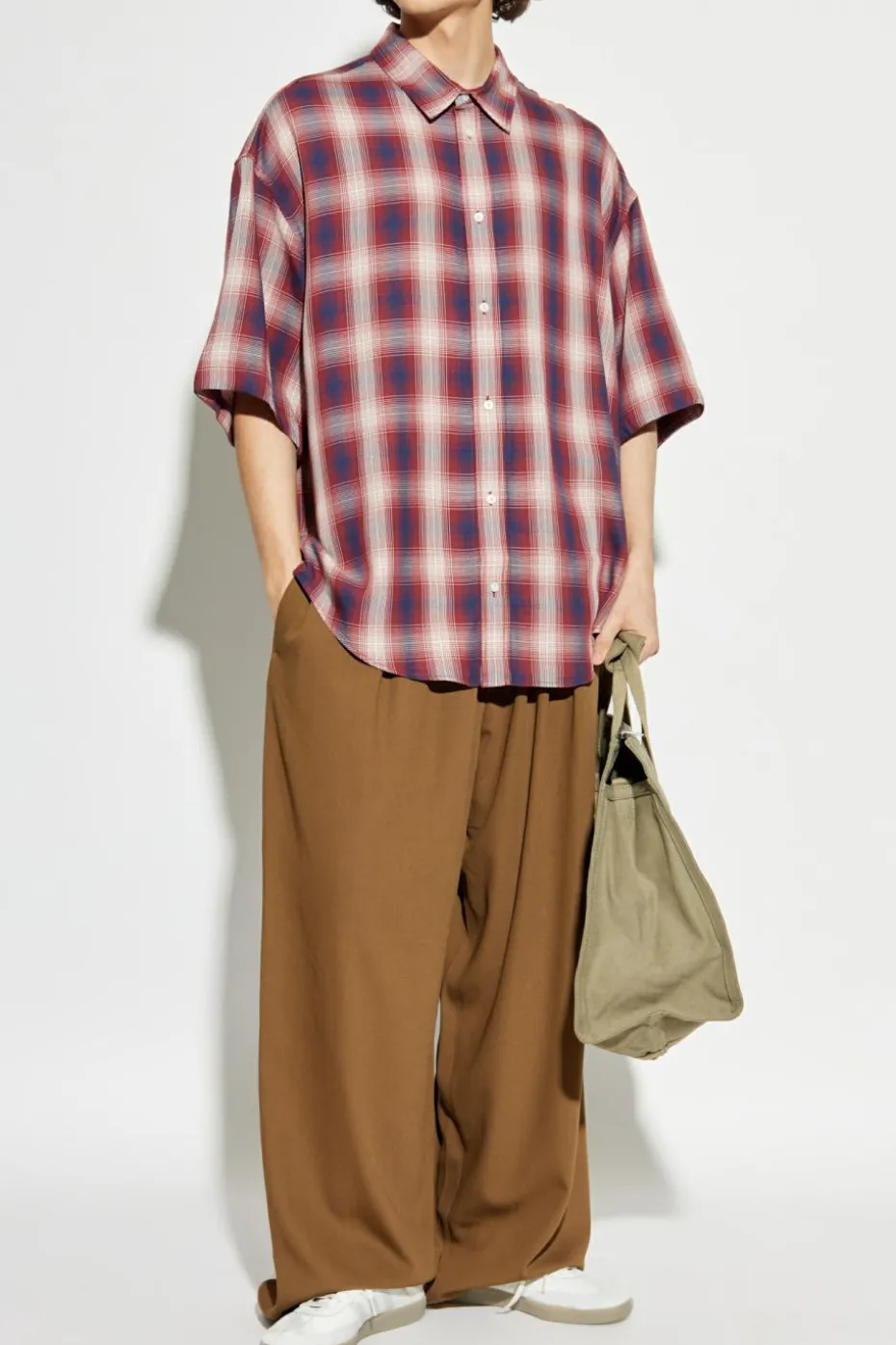 Acne Studios CZERWONY Koszula ze wzorem w kratę