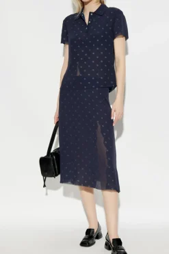 Acne Studios GRANATOWY Koszula ze wzorem w groszki