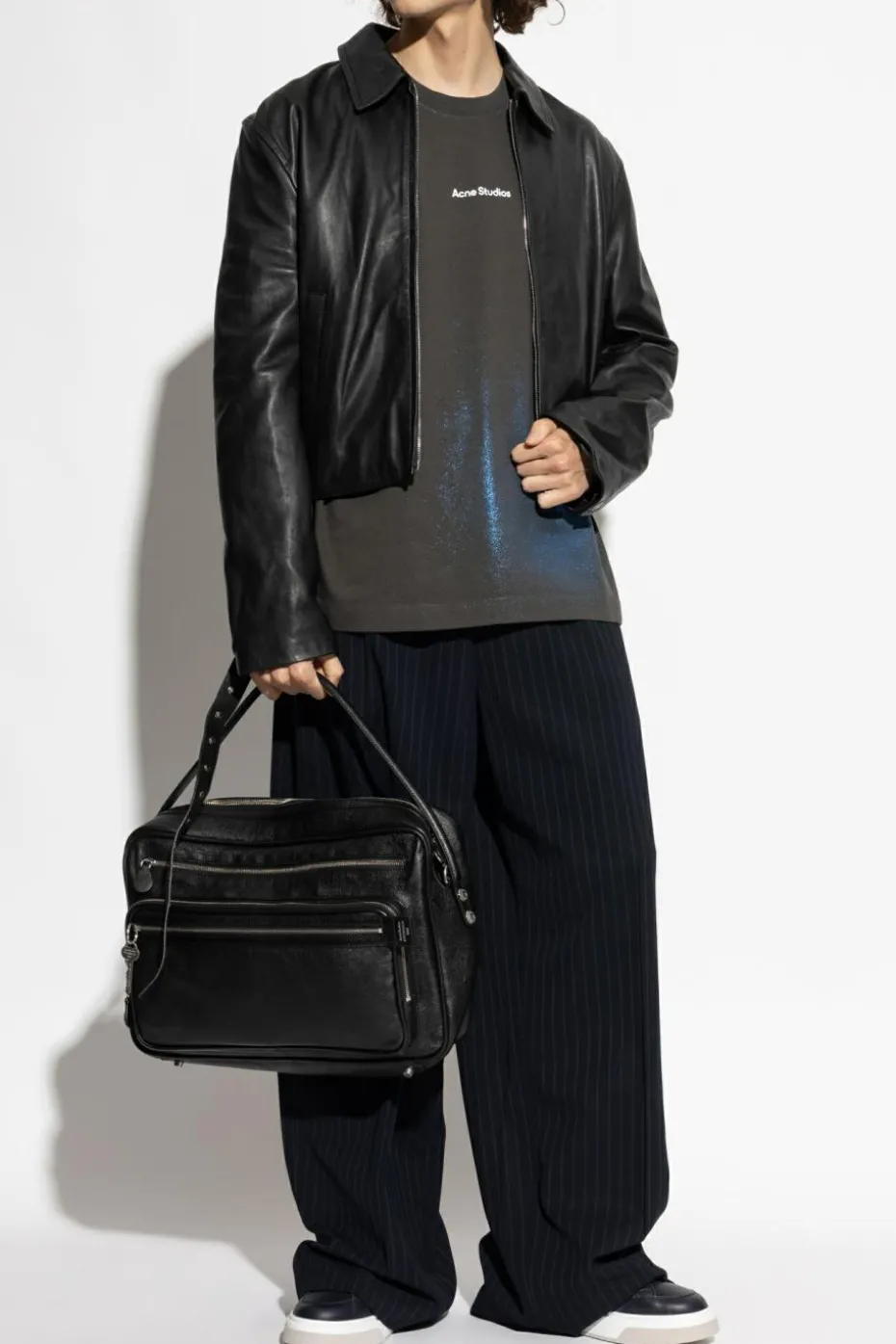 Acne Studios GRANATOWY Spodnie w kant