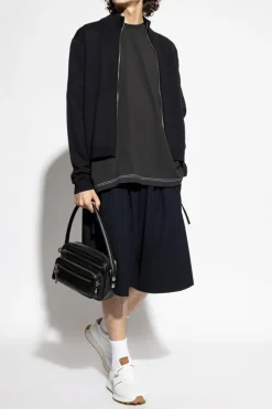Acne Studios GRANATOWY Szorty z wzorem w prążki