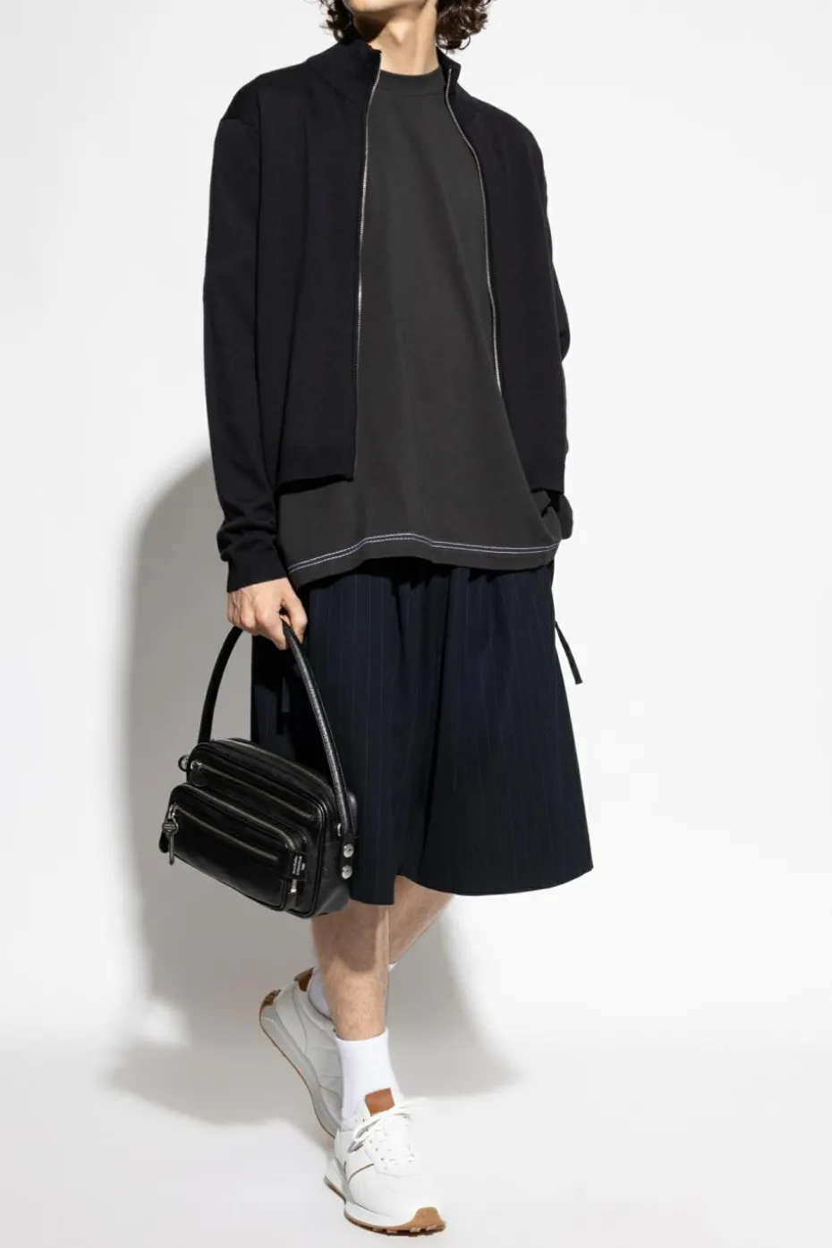 Acne Studios GRANATOWY Szorty z wzorem w prążki