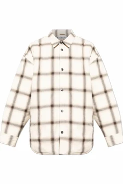 Acne Studios kremowy Ocieplana kurtka z wzorem w kratę
