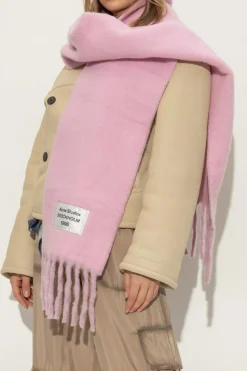 Acne Studios RÓŻOWY Szal z logo