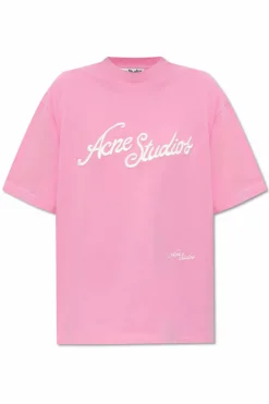 Acne Studios RÓŻOWY T-shirt z logo