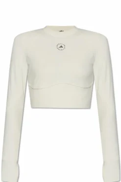 ADIDAS by Stella McCartney kremowy Top treningowy z długimi rękawami