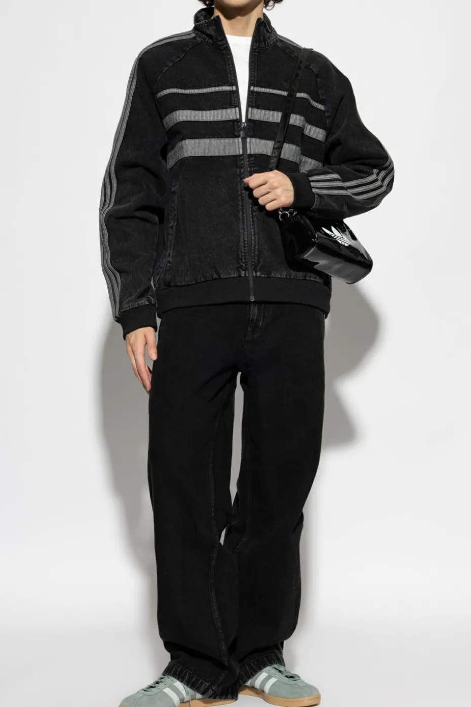 ADIDAS Originals CZARNY Jeansowa kurtka ze stójką