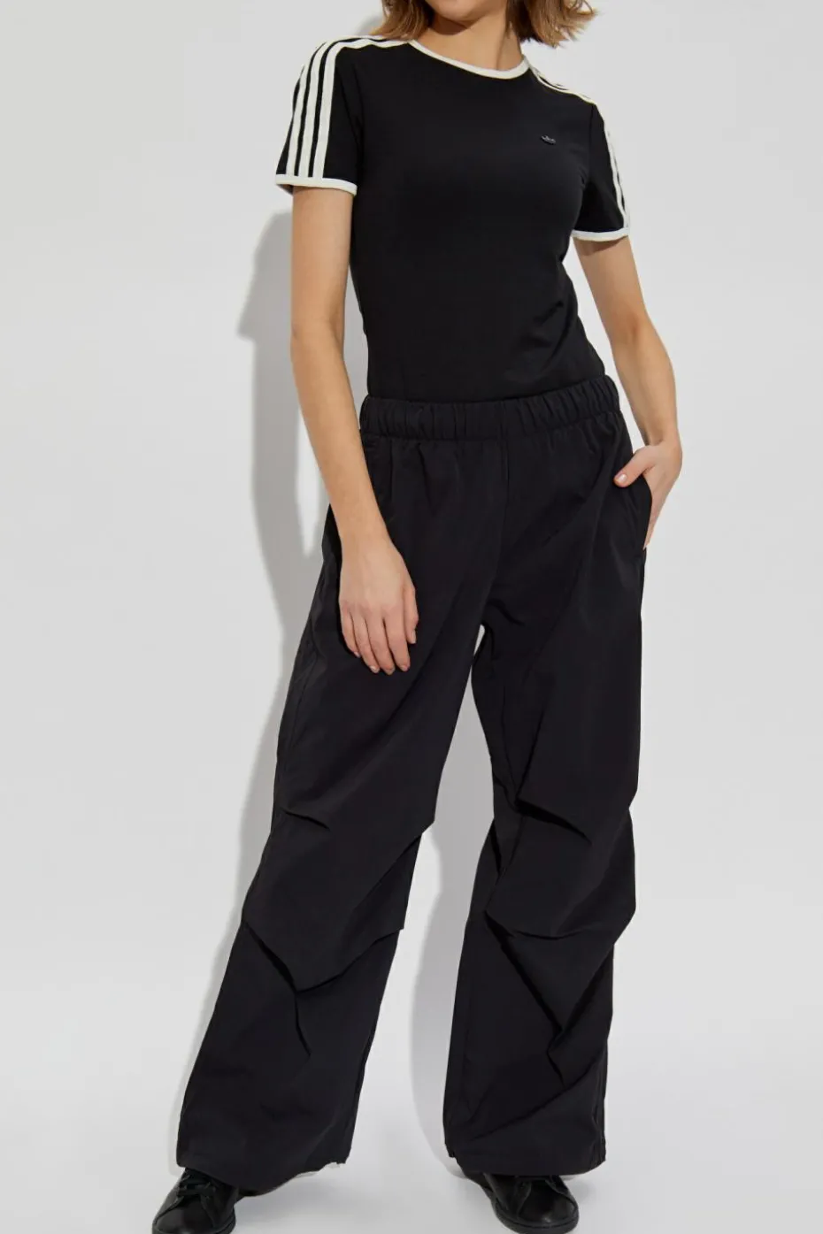 ADIDAS Originals CZARNY Spodnie techniczne z logo