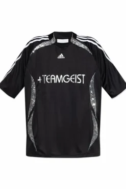 ADIDAS Originals CZARNY T-shirt z cekinami