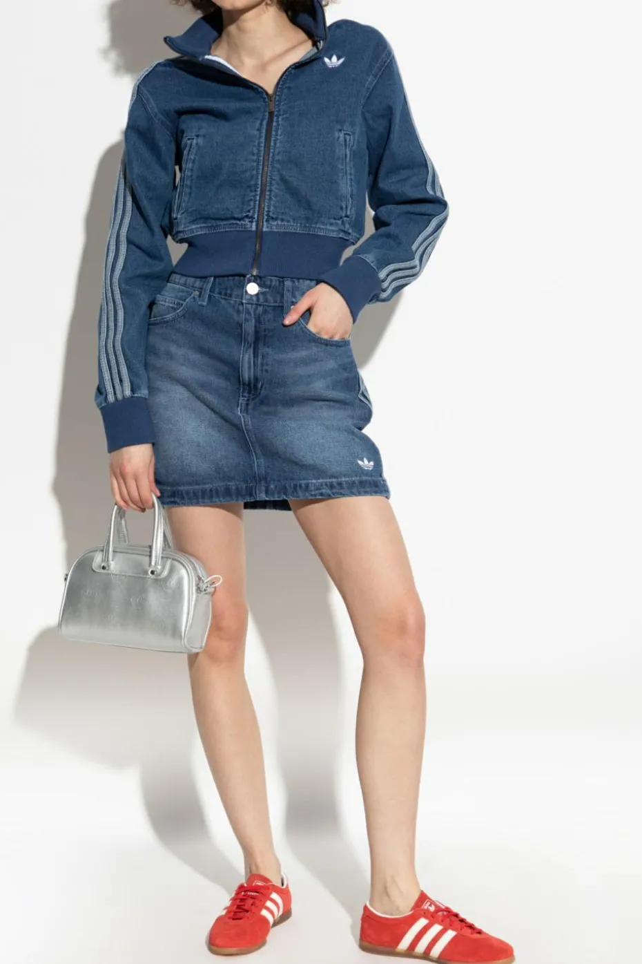 ADIDAS Originals GRANATOWY Jeansowa spódnica