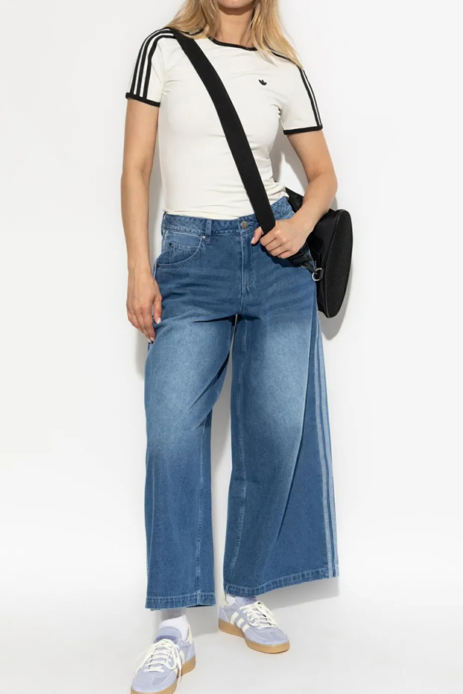 ADIDAS Originals NIEBIESKI Jeansy z szerokimi nogawkami