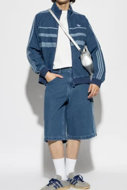 ADIDAS Originals NIEBIESKI Jeansowa kurtka ze stójką
