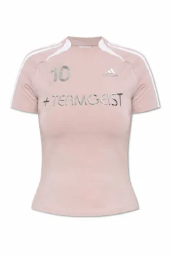 ADIDAS Originals RÓŻOWY T-shirt z nadrukowanym logo