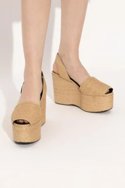 Alaïa beżowy Sandały na koturnie