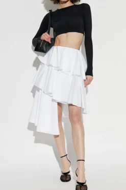 Alaïa BIAŁY Asymetryczna spódnica