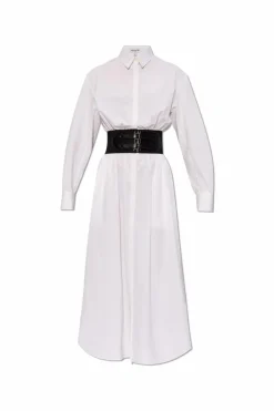 Alaïa BIAŁY Sukienka z pasem