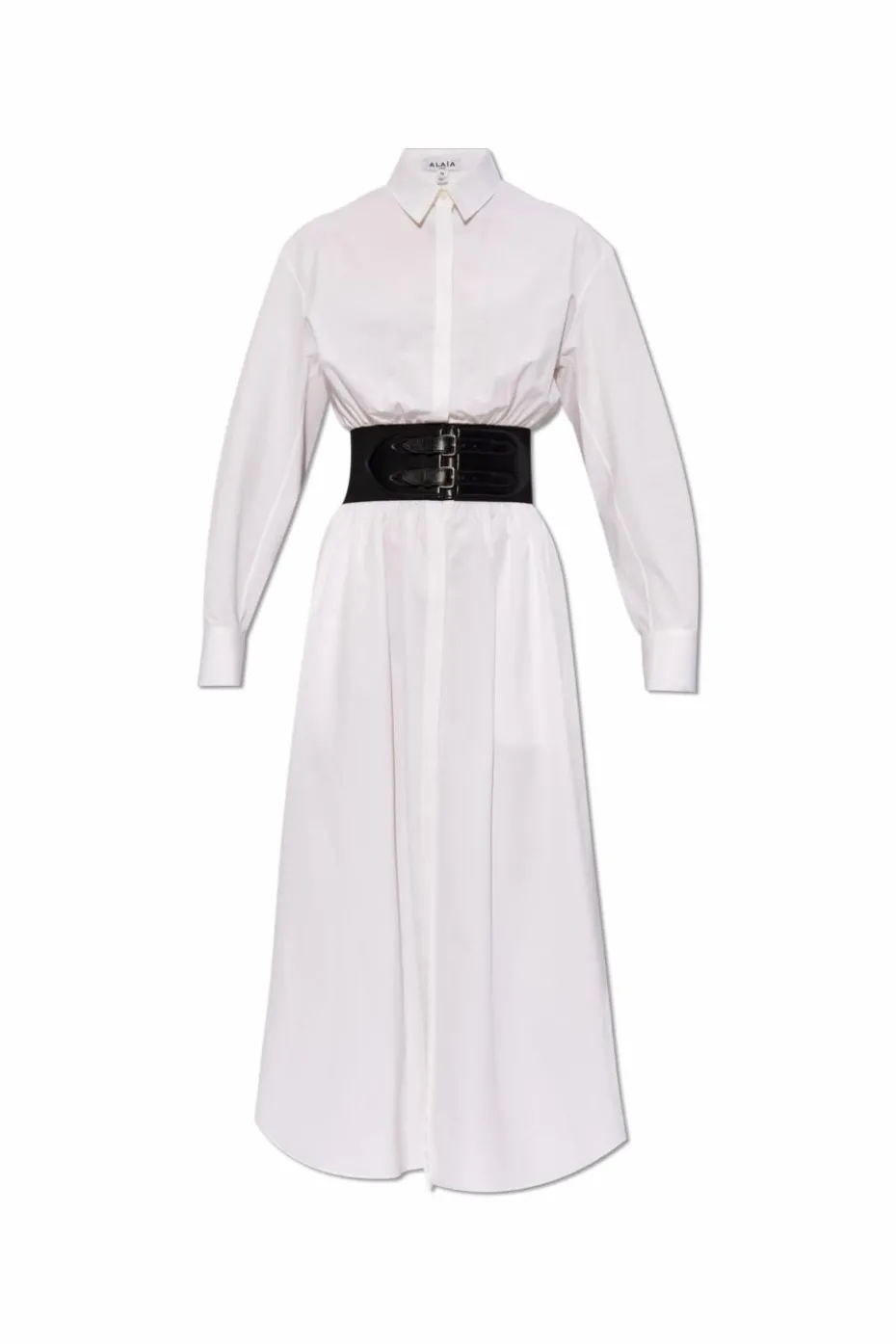 Alaïa BIAŁY Sukienka z pasem
