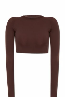 Alaïa BRĄZOWY Top z długim rękawem