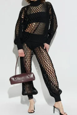 Alaïa CZARNY Ażurowe spodnie