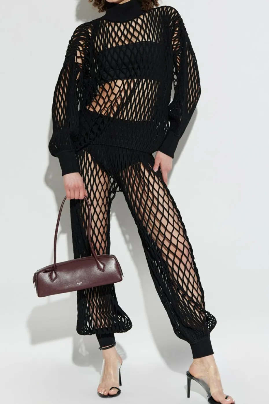 Alaïa CZARNY Ażurowe spodnie