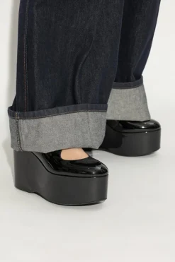 Alaïa CZARNY Lakierowane buty na koturnie