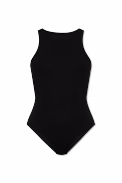 Alaïa CZARNY Prążkowane body bez rękawów