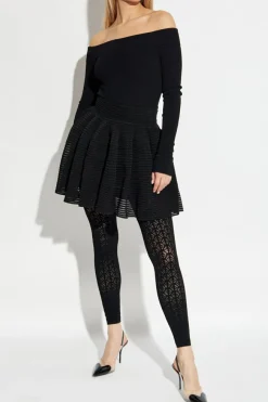 Alaïa CZARNY Prążkowane spodnie