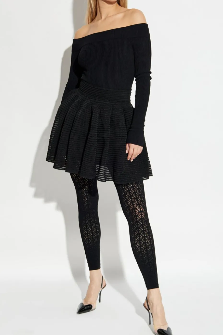 Alaïa CZARNY Prążkowane spodnie