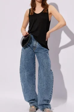 Alaïa CZARNY Prążkowany top