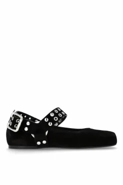 Alaïa CZARNY Zamszowe baleriny `Biker`