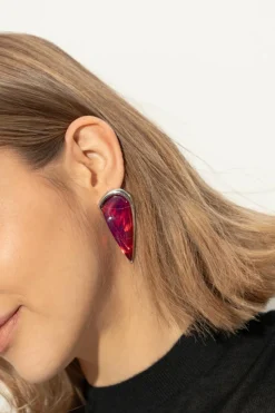 Alaïa CZERWONY Kolczyki ‘Demi Coeur Bombe’