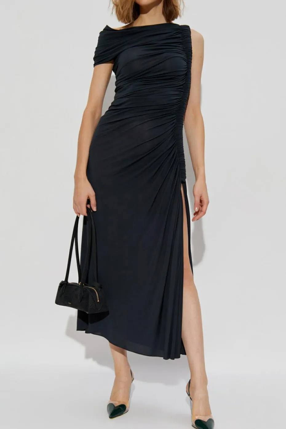 Alaïa GRANATOWY Sukienka z drapowaniem