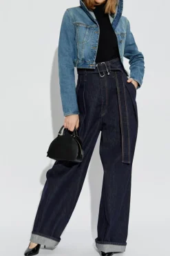 Alaïa NIEBIESKI Jeansowa kurtka z kapturem