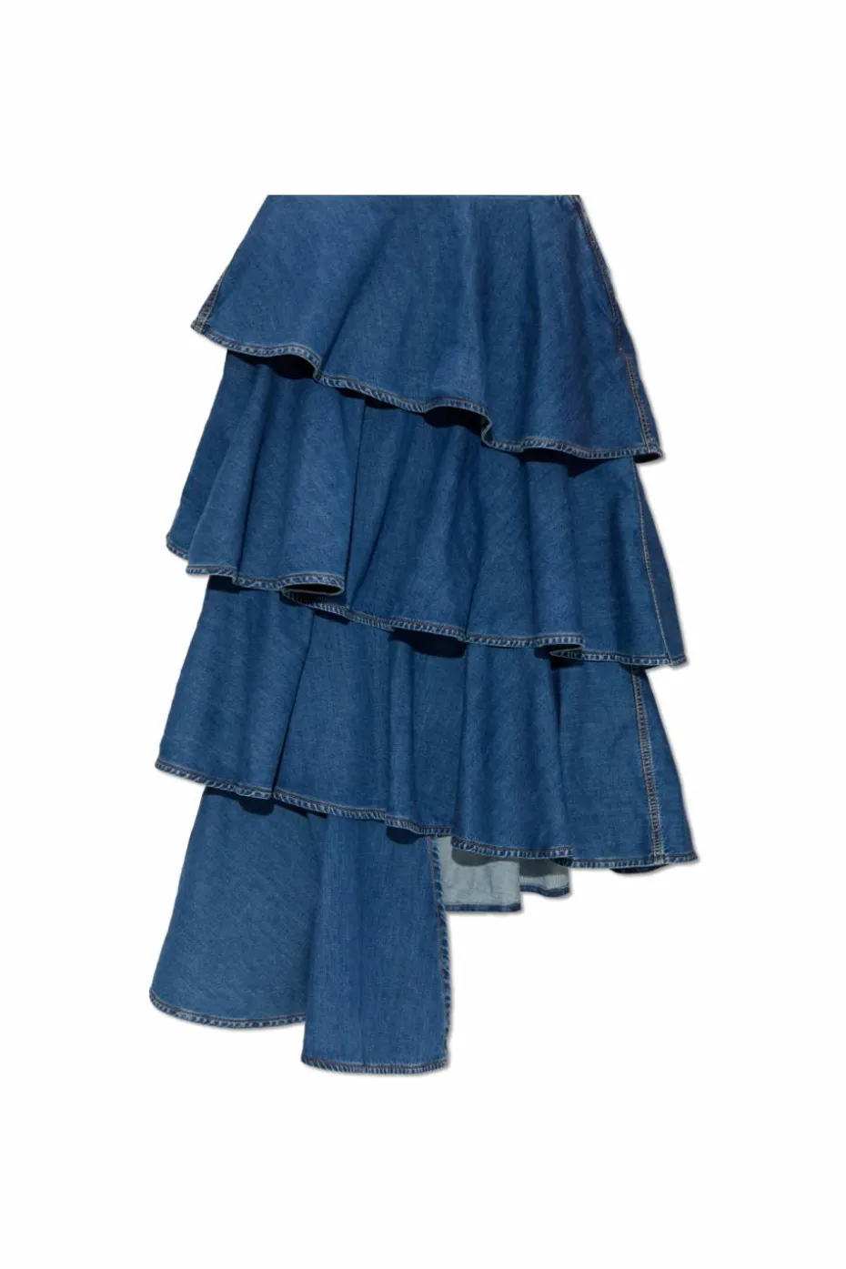 Alaïa NIEBIESKI Jeansowa spódnica z falbanami