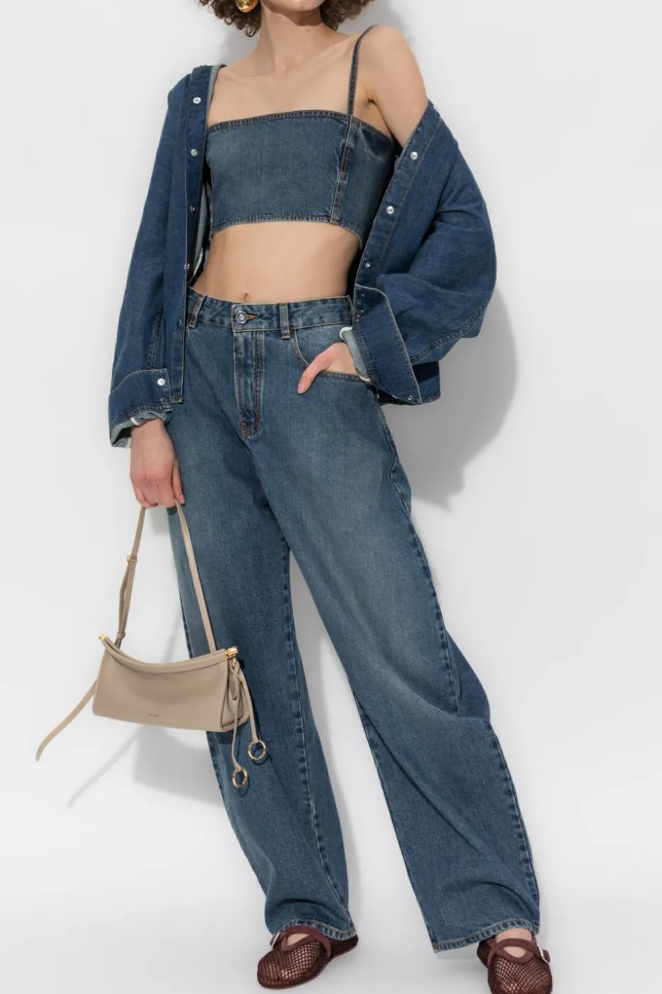 Alaïa NIEBIESKI Jeansy z szerokimi nogawkami