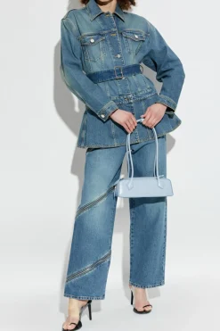Alaïa NIEBIESKI Kurtka jeansowa z pasem