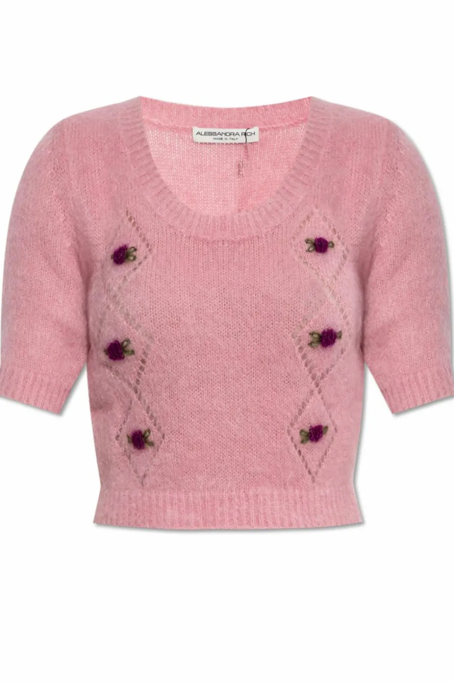 Alessandra Rich RÓŻOWY Krótki sweter