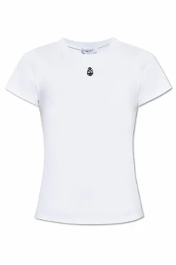 Alexander McQueen BIAŁY T-shirt z wyszyciem