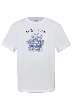 Alexander McQueen BIAŁY T-shirt z nadrukiem
