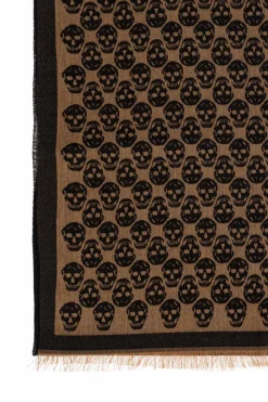 Alexander McQueen BRĄZOWY Szal z charakterystycznym motywem czaszki